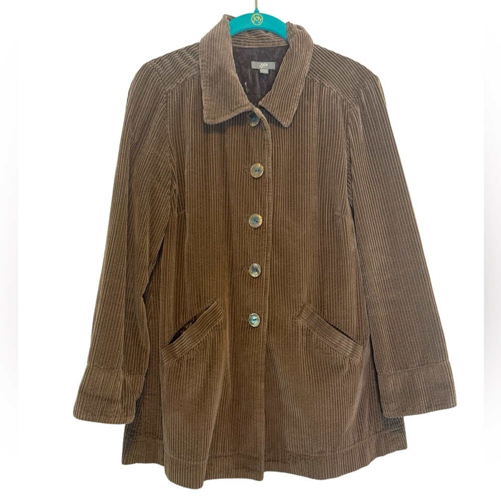 J. Jill Brown Corduroy Jacket Button Down Shirt Blouse Women's Petite Size XSP